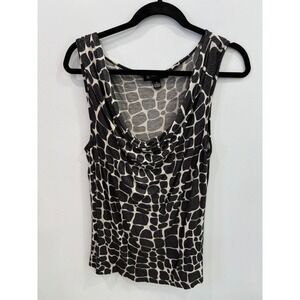 INC International Concepts Animal Print Going Out Drape Neck Top M Stretch